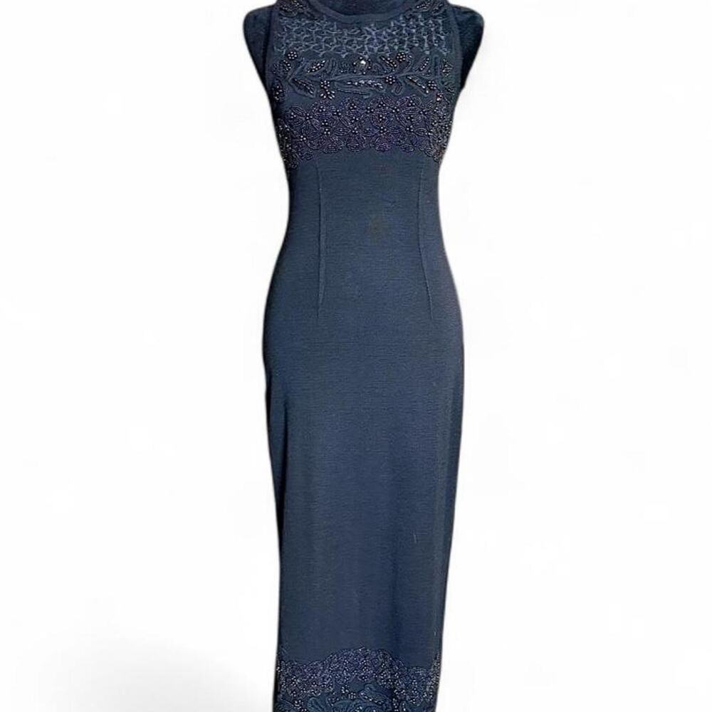Carole Little Black Knit Beaded Maxi Dress – Whimsygoth Formal P